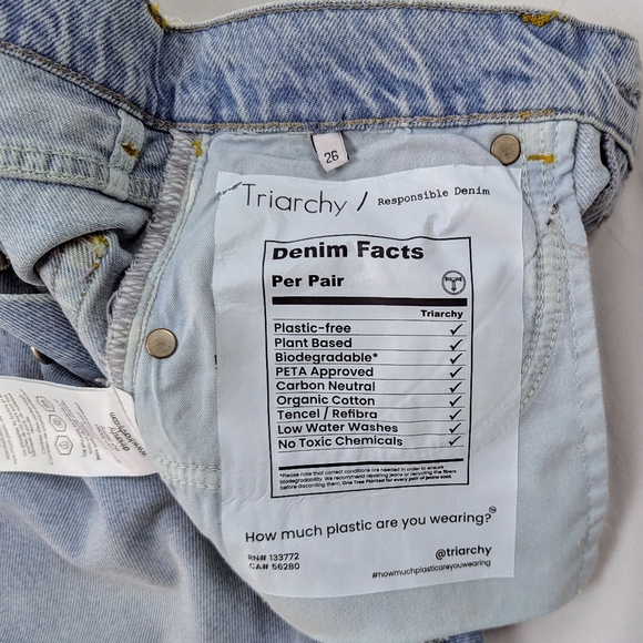 Triarchy Denim Shorts High Rise Cut Off Raw Hem Button Fly 5-Pocket Blue 26 NWT - Picture 10 of 13